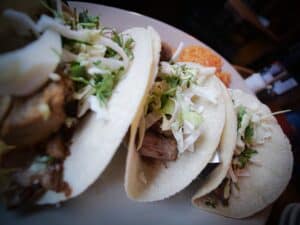 brisket tacos with lettuce and cheese from fort worth texas kitchen in sevierville